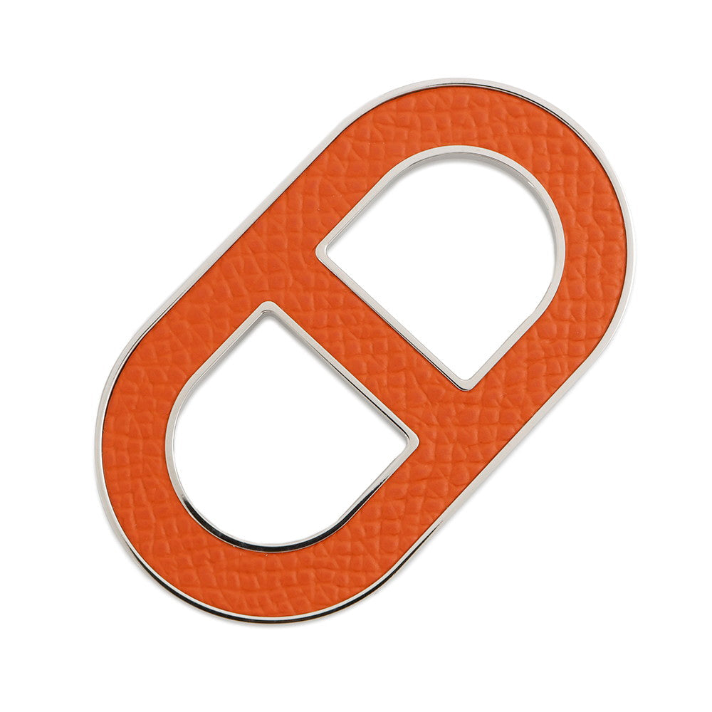 HERMES Chaine d'Ancre Brooch Orange minyan Epsom Metal