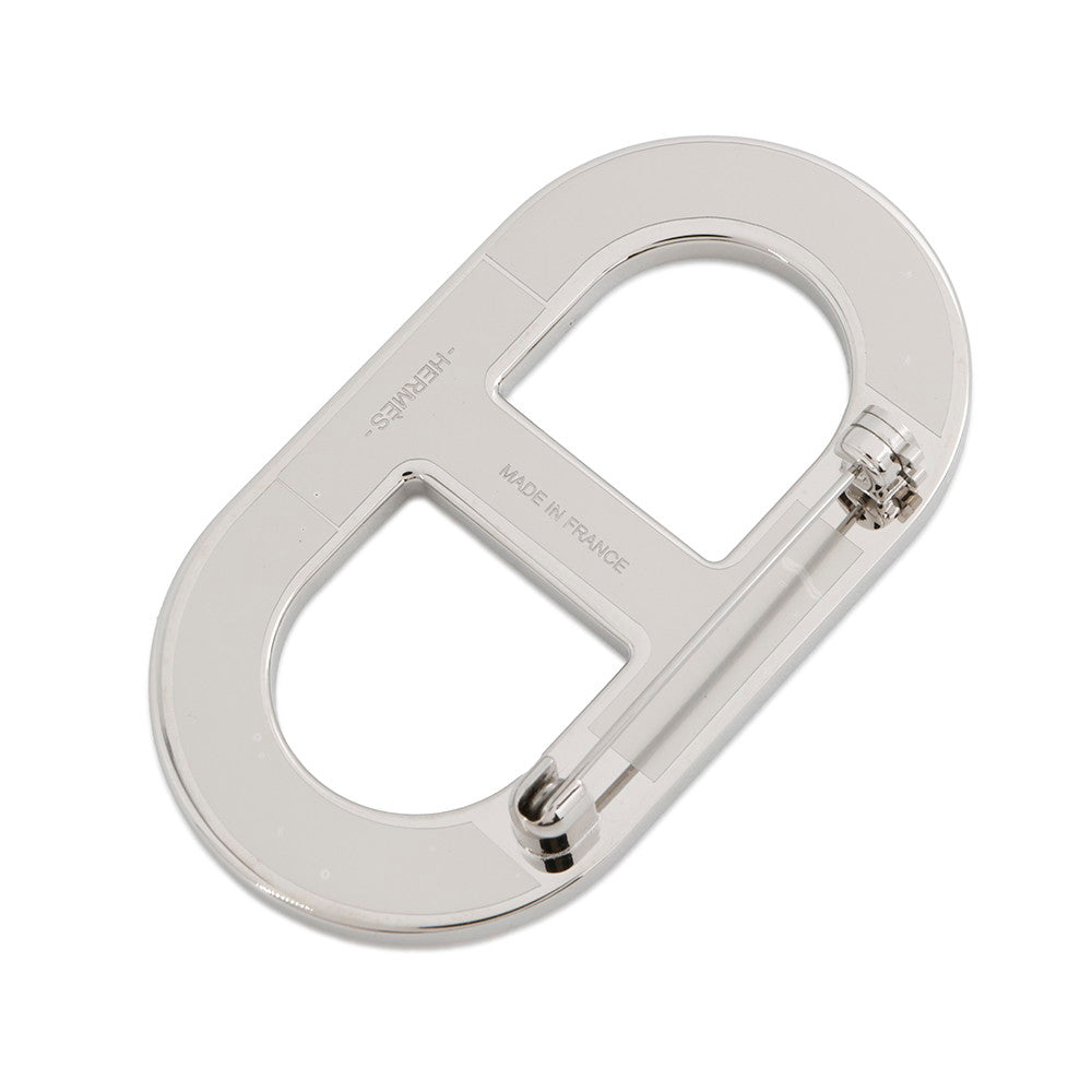 HERMES Chaine d'Ancre Brooch Orange minyan Epsom Metal