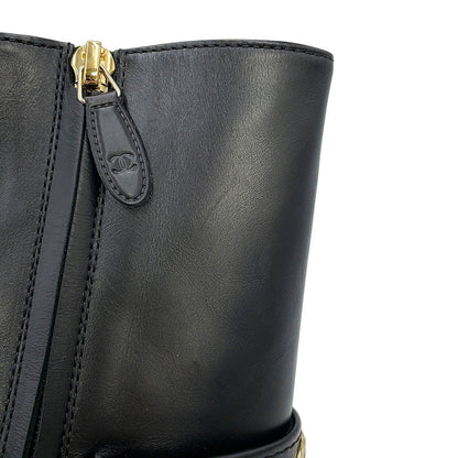 CHANEL CC Logo short boots BlackG39170 Leather Size 36.5