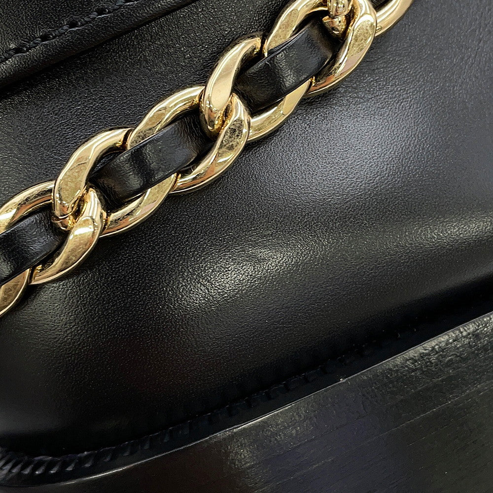 CHANEL CC Logo short boots BlackG39170 Leather Size 36.5