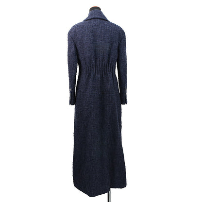 CHANEL Tweed long coat Size 36 NavyP73360 Wool 70% Acryl17% Viscose6%Cotton6% Polyamide1%