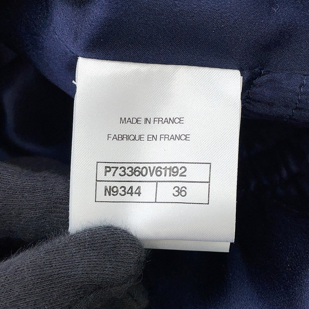 CHANEL Tweed long coat Size 36 NavyP73360 Wool 70% Acryl17% Viscose6%Cotton6% Polyamide1%
