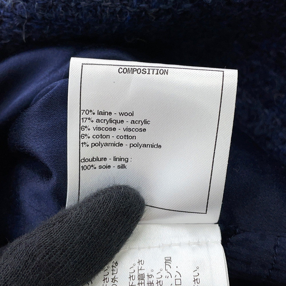 CHANEL Tweed long coat Size 36 NavyP73360 Wool 70% Acryl17% Viscose6%Cotton6% Polyamide1%