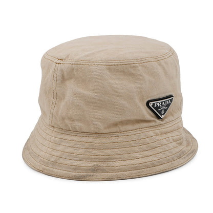 PRADA triangle logo bucket hat Size XL Beige2HC137 Cotton100%