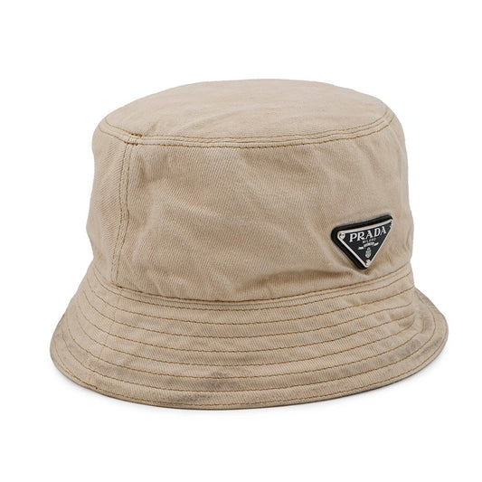 PRADA triangle logo bucket hat Size XL Beige2HC137 Cotton100%