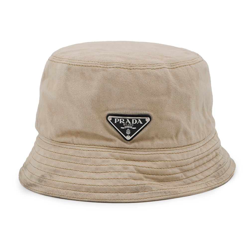 PRADA triangle logo bucket hat Size XL Beige2HC137 Cotton100%