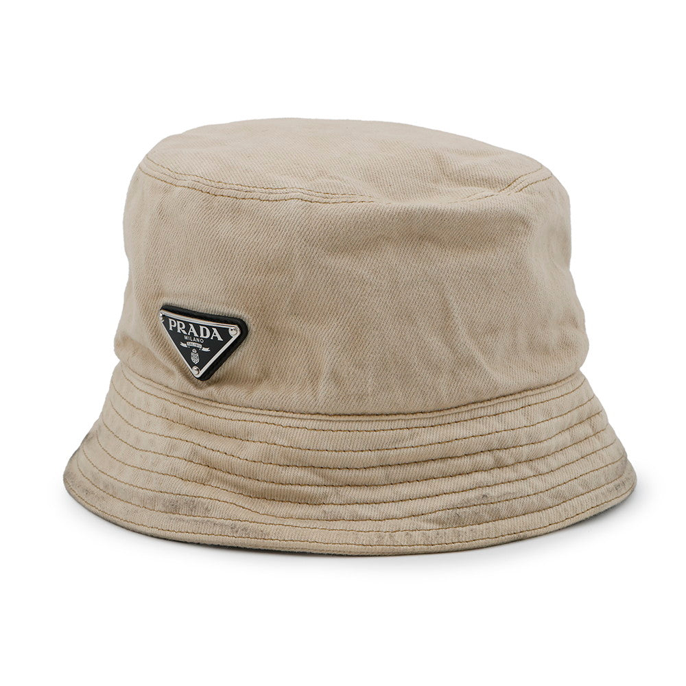PRADA triangle logo bucket hat Size XL Beige2HC137 Cotton100%