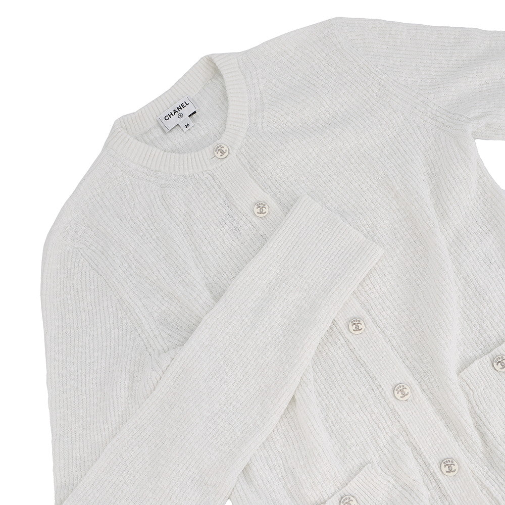 CHANEL Coco Beach COCO Button Cardigan Size 36 WhiteP78600 Cotton95% Nylon4% Polyurethane1%