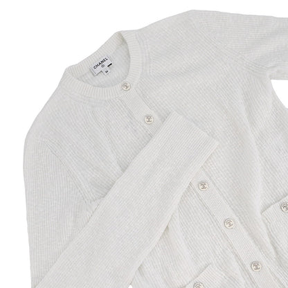 CHANEL Coco Beach COCO Button Cardigan Size 36 WhiteP78600 Cotton95% Nylon4% Polyurethane1%