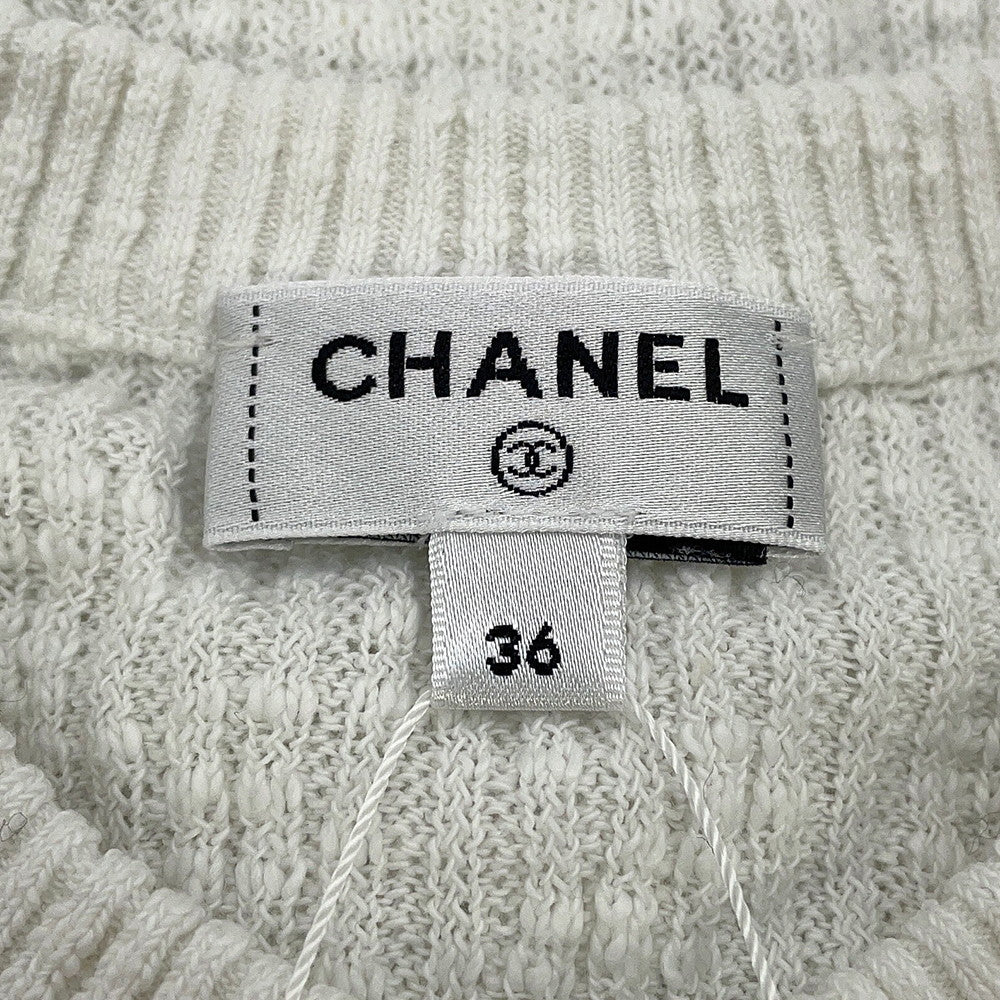 CHANEL Coco Beach COCO Button Cardigan Size 36 WhiteP78600 Cotton95% Nylon4% Polyurethane1%