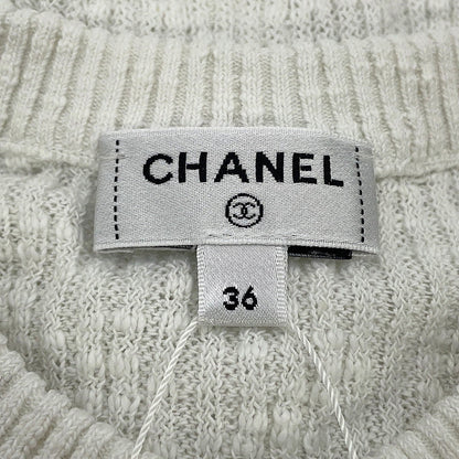 CHANEL Coco Beach COCO Button Cardigan Size 36 WhiteP78600 Cotton95% Nylon4% Polyurethane1%