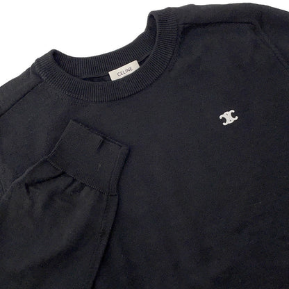 CELINE Triomphe crew neck sweater Size L Black2AH80322U Wool 100%