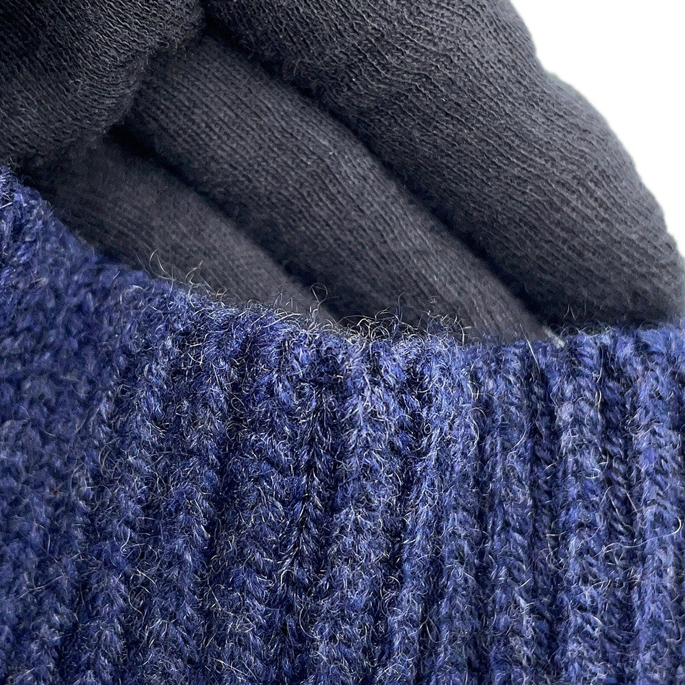 HERMES Horse Ribbon Twill High-Neck Knit Size 34 Navy Silk100% Cashmere99% Nylon1%