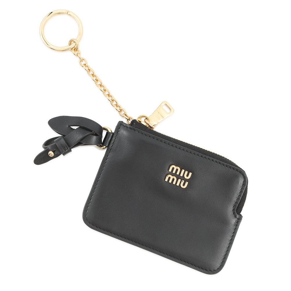 MIUMIU Coin purse with key ring Black5TL508 Leather