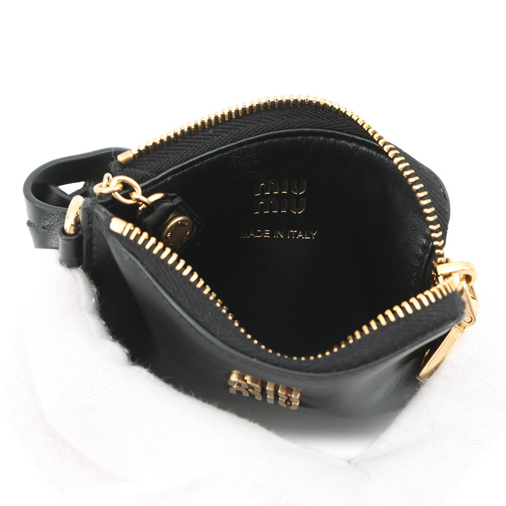 MIUMIU Coin purse with key ring Black5TL508 Leather