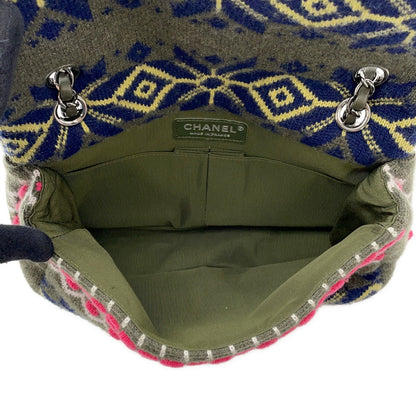 CHANEL CC Logo Knit Shoulder Bag Khaki/MulticolorA90848 Knit Size 25