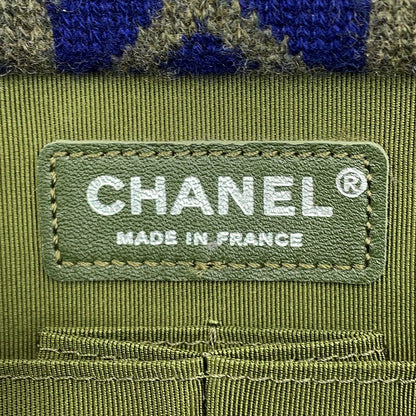 CHANEL CC Logo Knit Shoulder Bag Khaki/MulticolorA90848 Knit Size 25