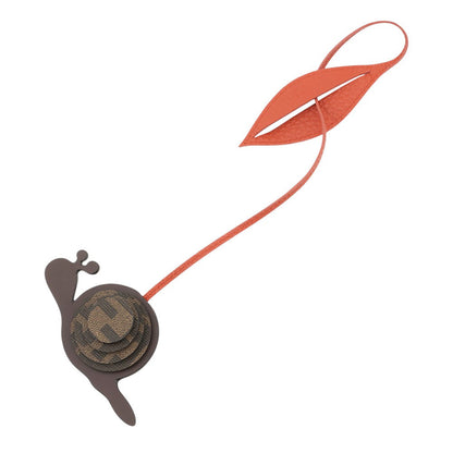 FENDI Snail Bag Charm Orange/Brown Leather