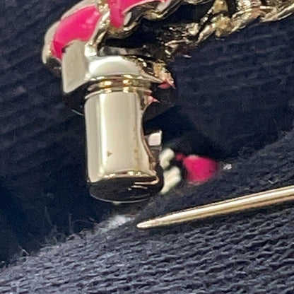 CHANEL CC Logo Brooch Black/Pink/GoldABB478 Metal Calf Leather