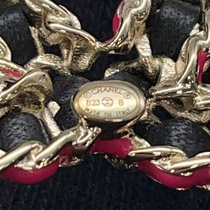 CHANEL CC Logo Brooch Black/Pink/GoldABB478 Metal Calf Leather