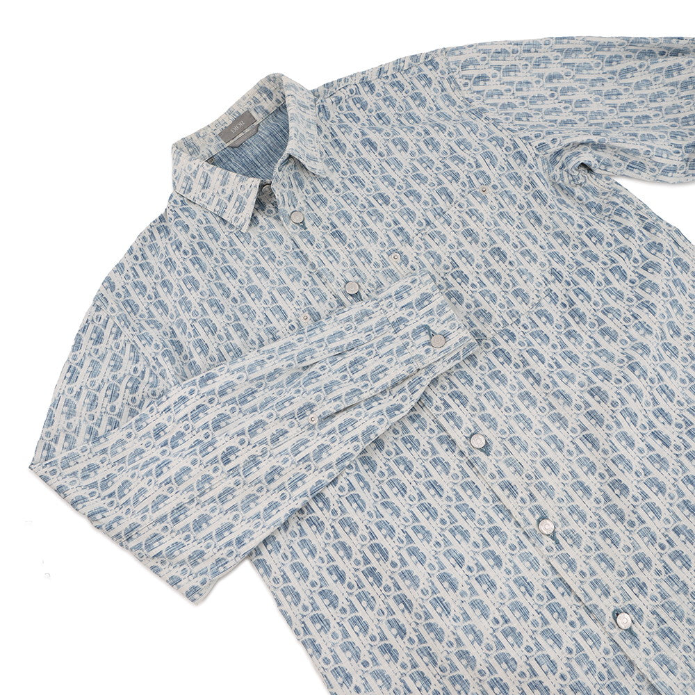 Dior Oblique Kasuri Overshirt Size 38 Blue/White013D585BY989 Cotton100%