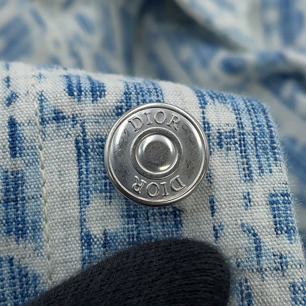 Dior Oblique Kasuri Overshirt Size 38 Blue/White013D585BY989 Cotton100%