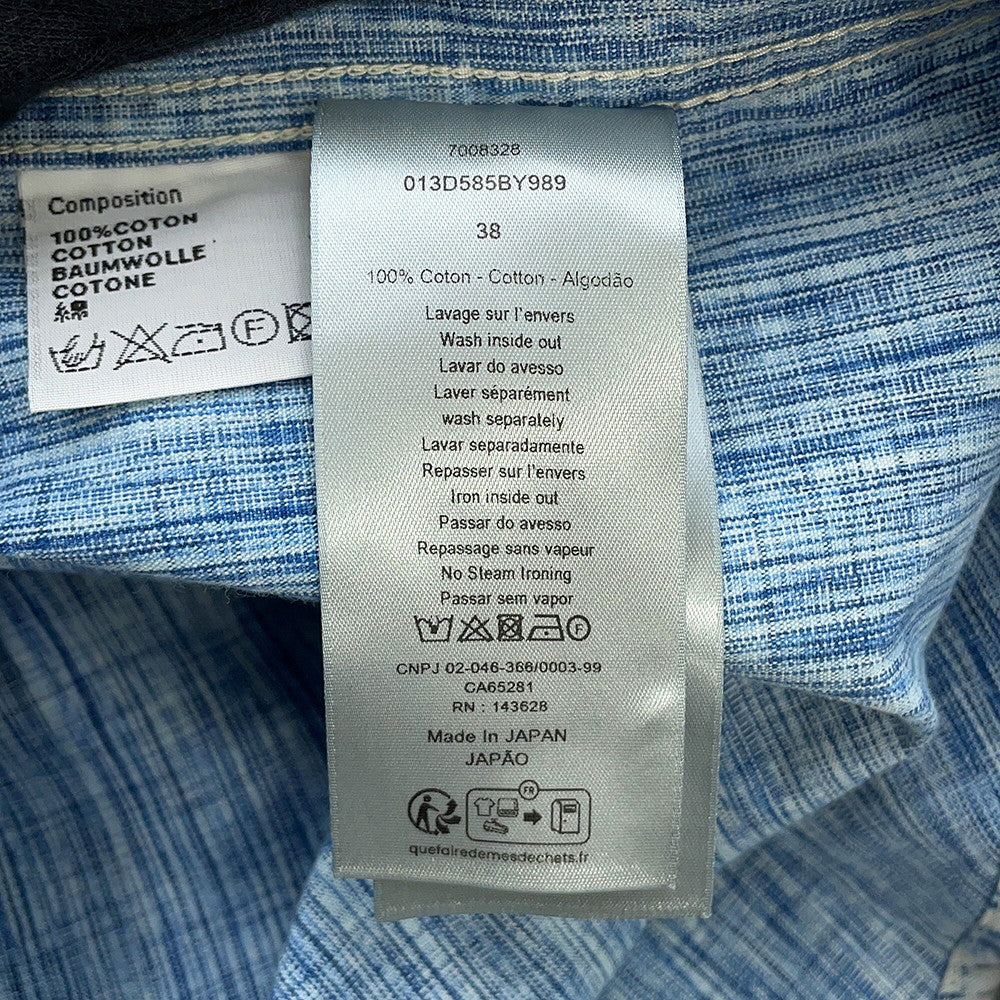 Dior Oblique Kasuri Overshirt Size 38 Blue/White013D585BY989 Cotton100%
