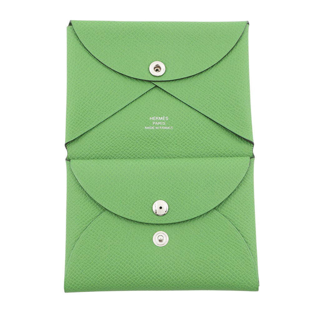 HERMES Calvi Duo Vert Yucca Epsom