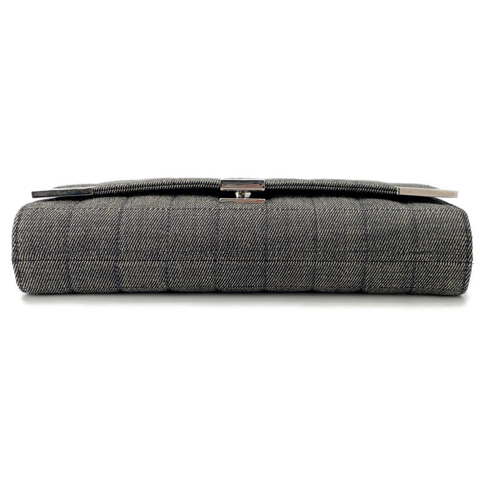 CHANEL Chocolate Bar Chain Shoulder Bag Navy Denim
