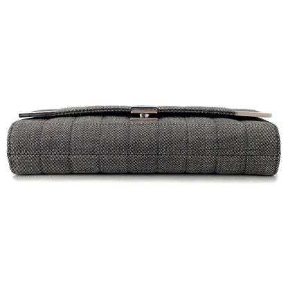 CHANEL Chocolate Bar Chain Shoulder Bag Navy Denim