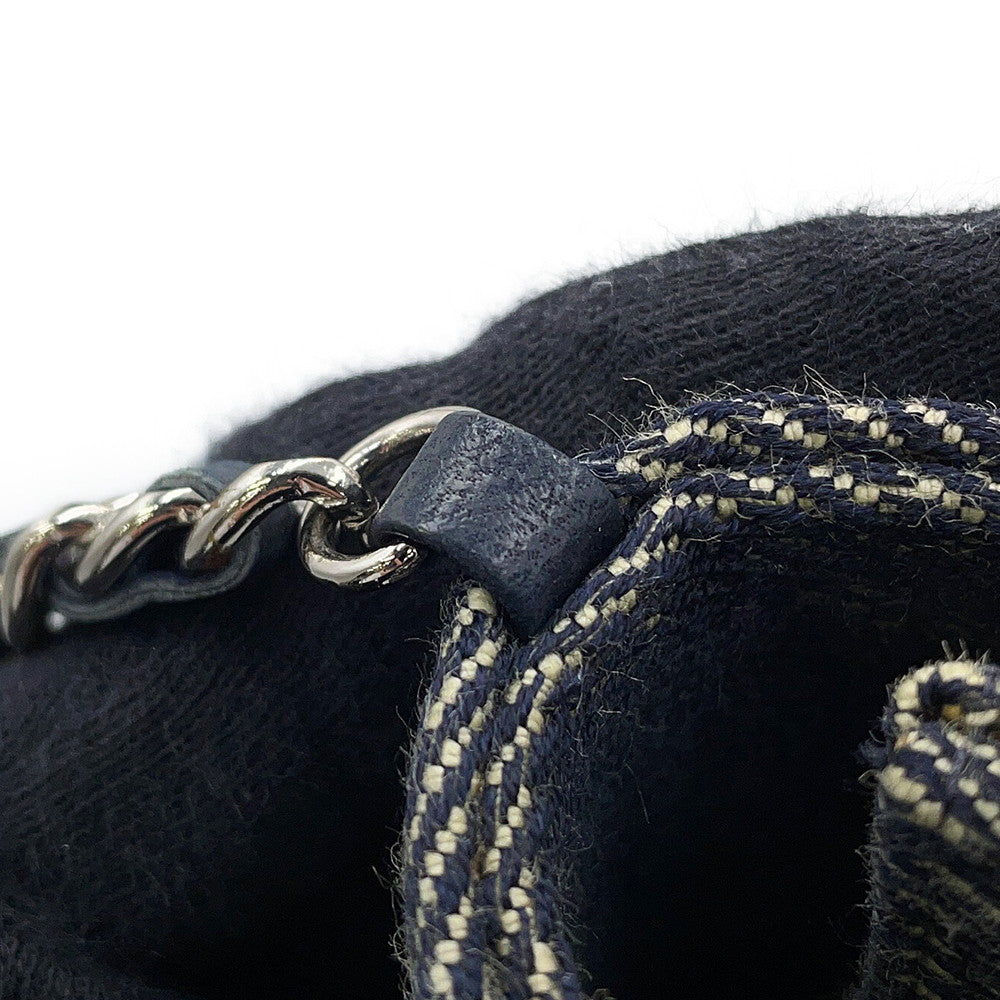 CHANEL Chocolate Bar Chain Shoulder Bag Navy Denim