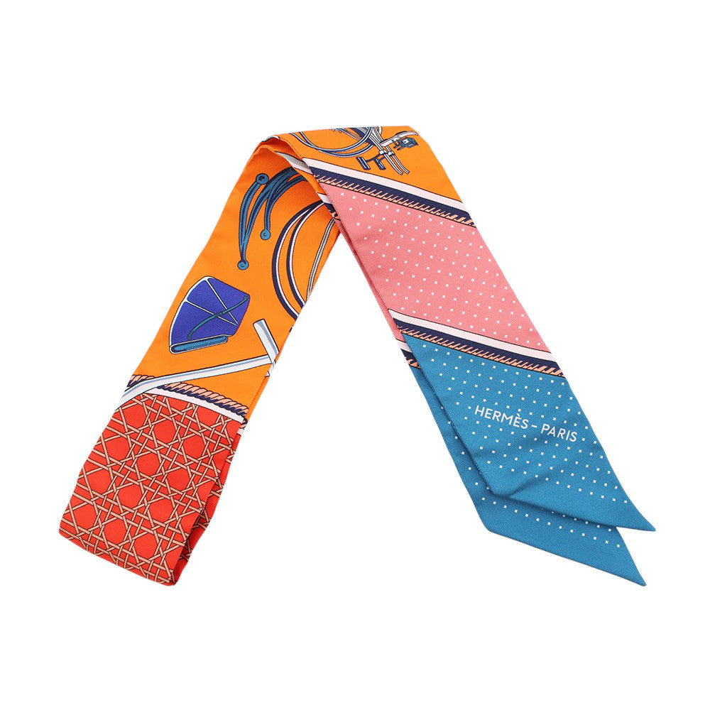 HERMES Twilly Folding Canopy Carriage LES VOITURES A TRANSFORMATION Orange/Cobalt/Vermillon Silk100%