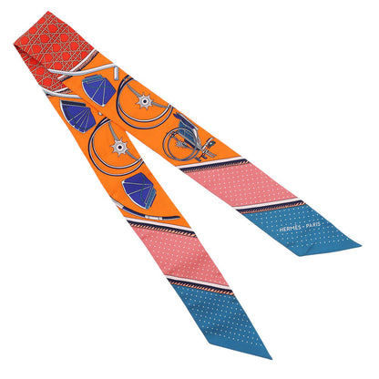 HERMES Twilly Folding Canopy Carriage LES VOITURES A TRANSFORMATION Orange/Cobalt/Vermillon Silk100%
