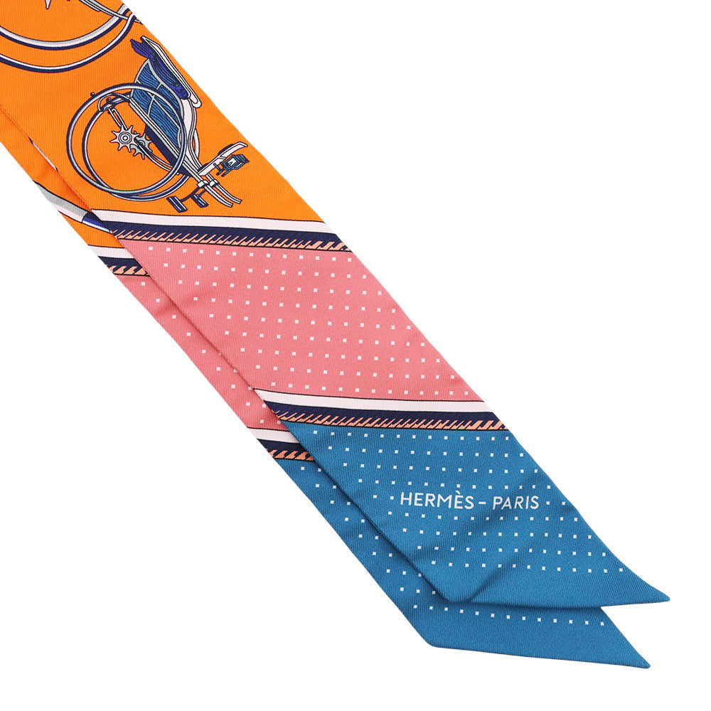 HERMES Twilly Folding Canopy Carriage LES VOITURES A TRANSFORMATION Orange/Cobalt/Vermillon Silk100%