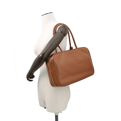 MIUMIU Bo Bag Cognac5BB117 Leather Size Large
