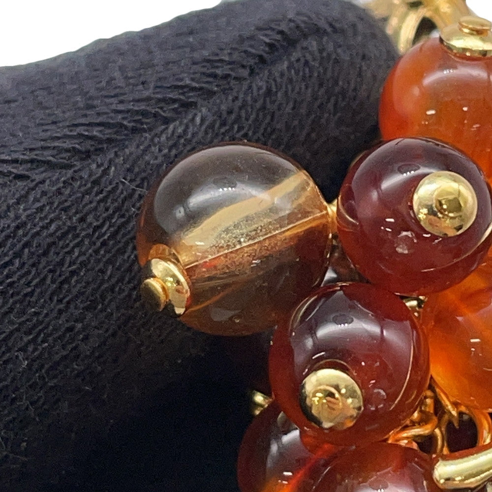 CHANEL Medieval Grape Motif Earrings BrownABF870 Metal Rhinestone