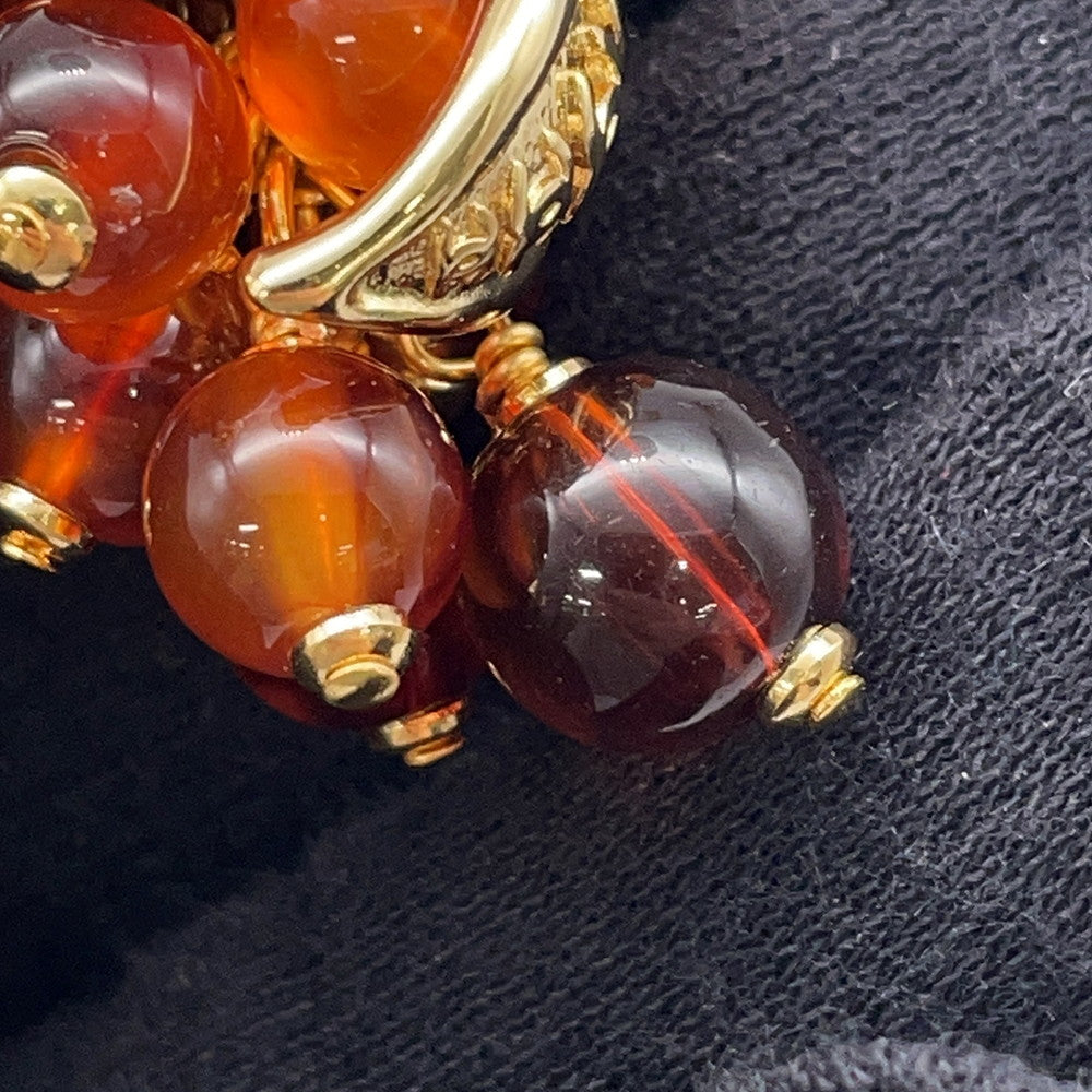 CHANEL Medieval Grape Motif Earrings BrownABF870 Metal Rhinestone