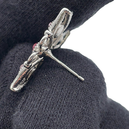 CHANEL Medieval Butterfly Earrings Silver Metal Rhinestone