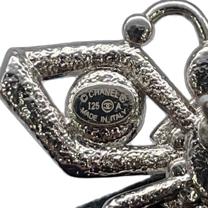 CHANEL Medieval Butterfly Earrings Silver Metal Rhinestone