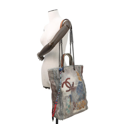 CHANEL Graffiti Bricolage 2-way Chain Tote Gray/MulticolorA92317 Canvas