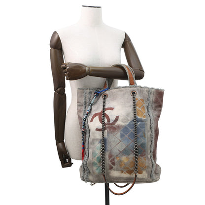CHANEL Graffiti Bricolage 2-way Chain Tote Gray/MulticolorA92317 Canvas