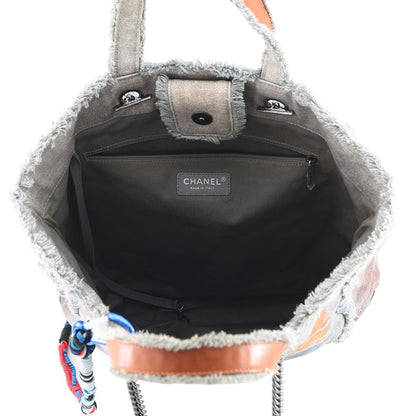 CHANEL Graffiti Bricolage 2-way Chain Tote Gray/MulticolorA92317 Canvas