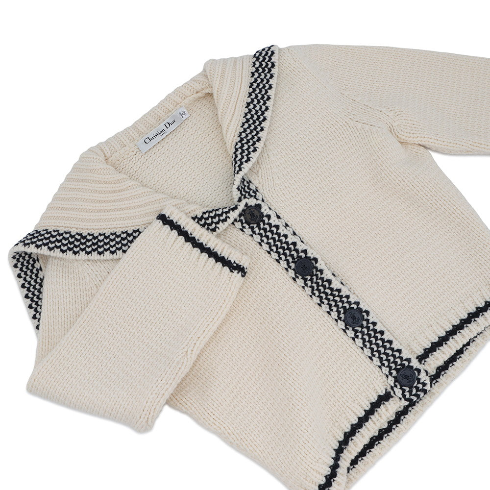 Dior Sailor knit cardigan Size 34 Ivory154G02AM305 Linen70% Cashmere30%