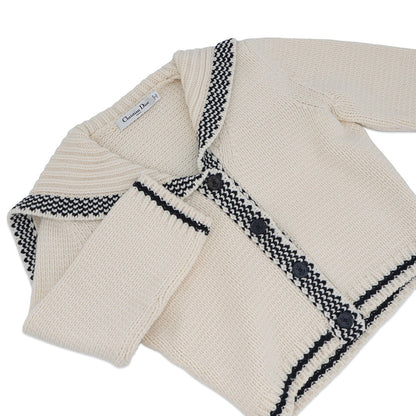 Dior Sailor knit cardigan Size 34 Ivory154G02AM305 Linen70% Cashmere30%