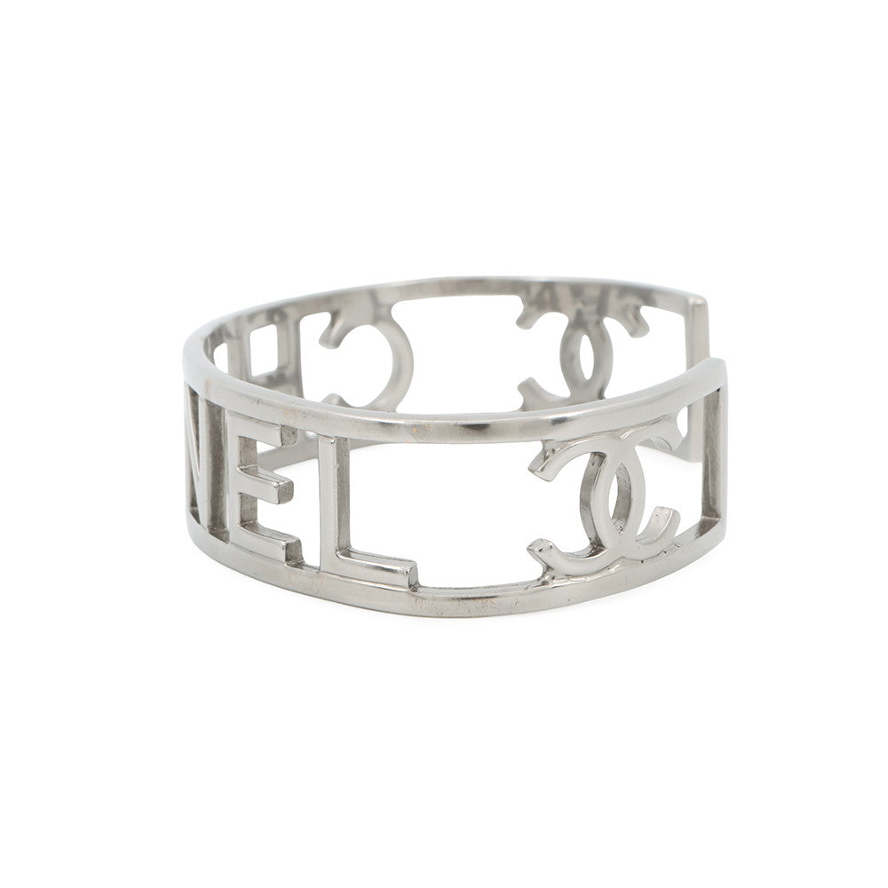 CHANEL Logo Watermark Bangle Metal