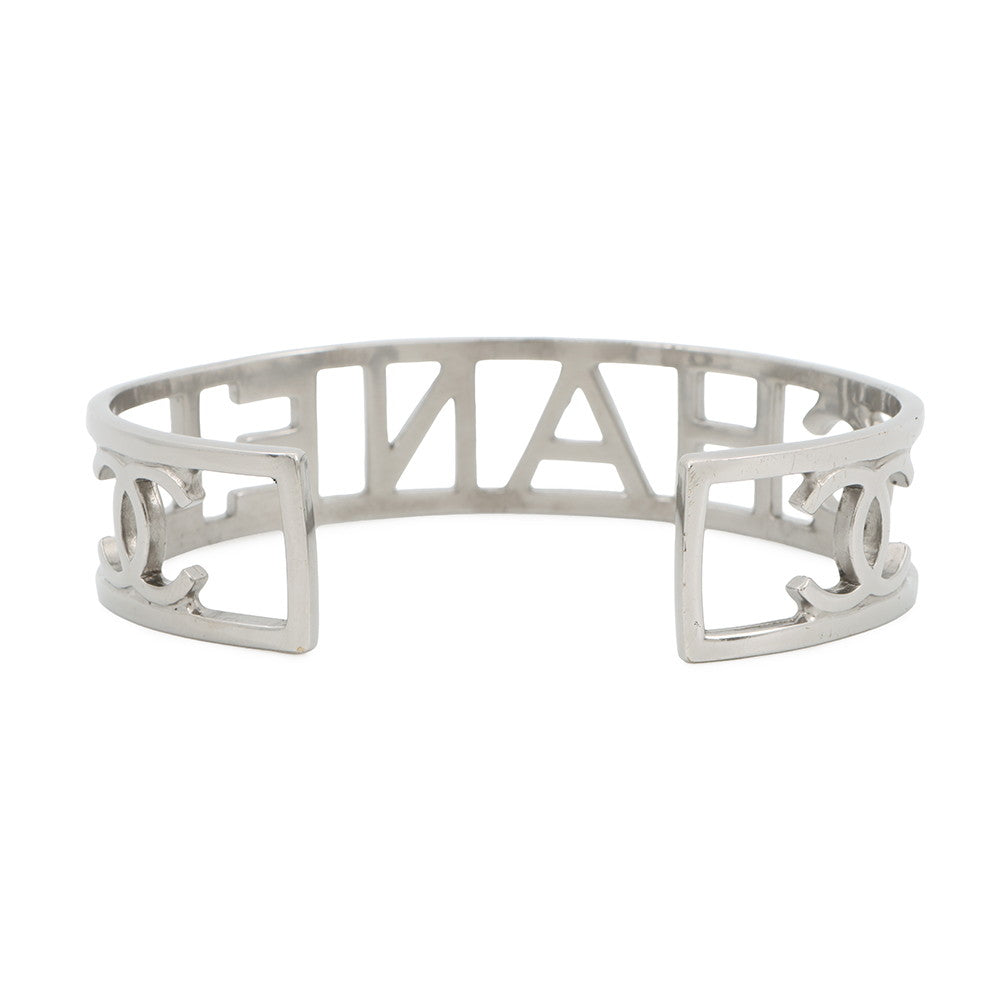 CHANEL Logo Watermark Bangle Metal