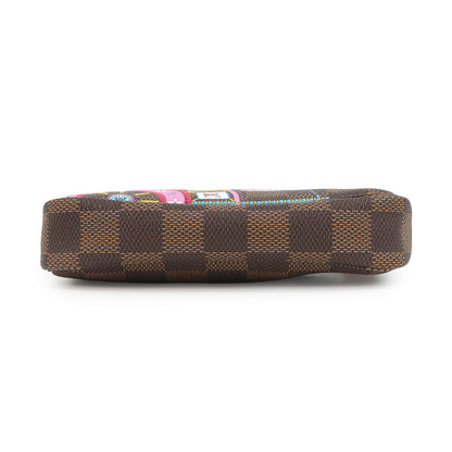 LOUIS VUITTON Mini Pochette Accessoires PinkN60402 Damier Ebene Canvas Vivienne