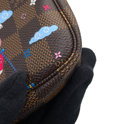 LOUIS VUITTON Mini Pochette Accessoires PinkN60402 Damier Ebene Canvas Vivienne