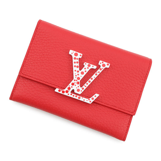 LOUIS VUITTON LVxYK Portefeuille Capucine Compact Maxi Yayoi Kusama Collaboration RougeM82113 Taurillon Leather