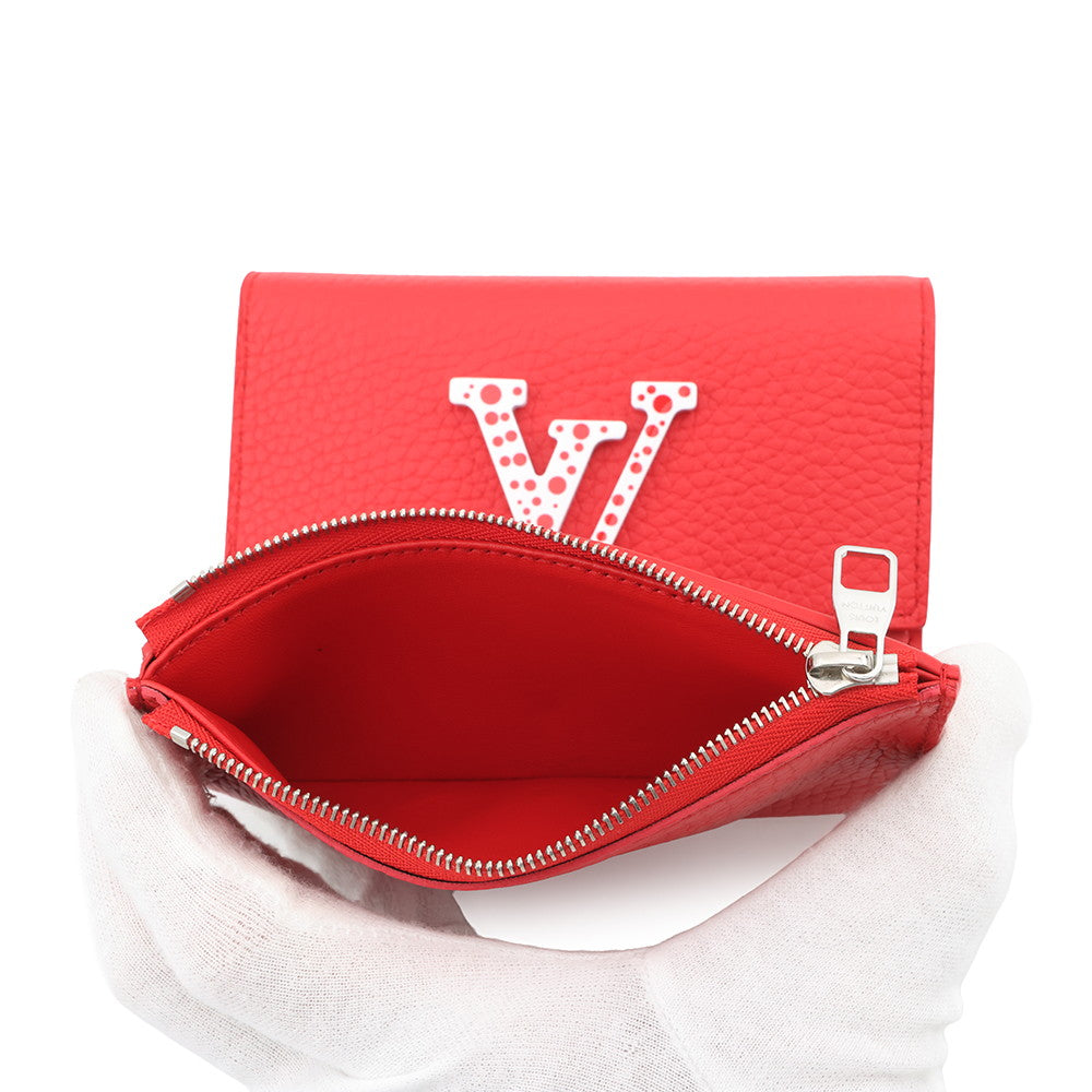LOUIS VUITTON LVxYK Portefeuille Capucine Compact Maxi Yayoi Kusama Collaboration RougeM82113 Taurillon Leather
